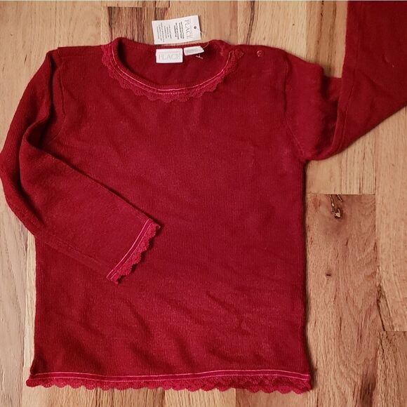 NWT Children's Place Red Sweater with Lace Trim - Picture 6 of 6